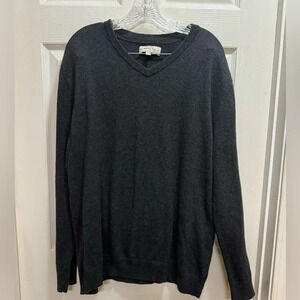 Hawker Rye Cotton Cashmere V-neck Sweater Charcoal Gray Size XL